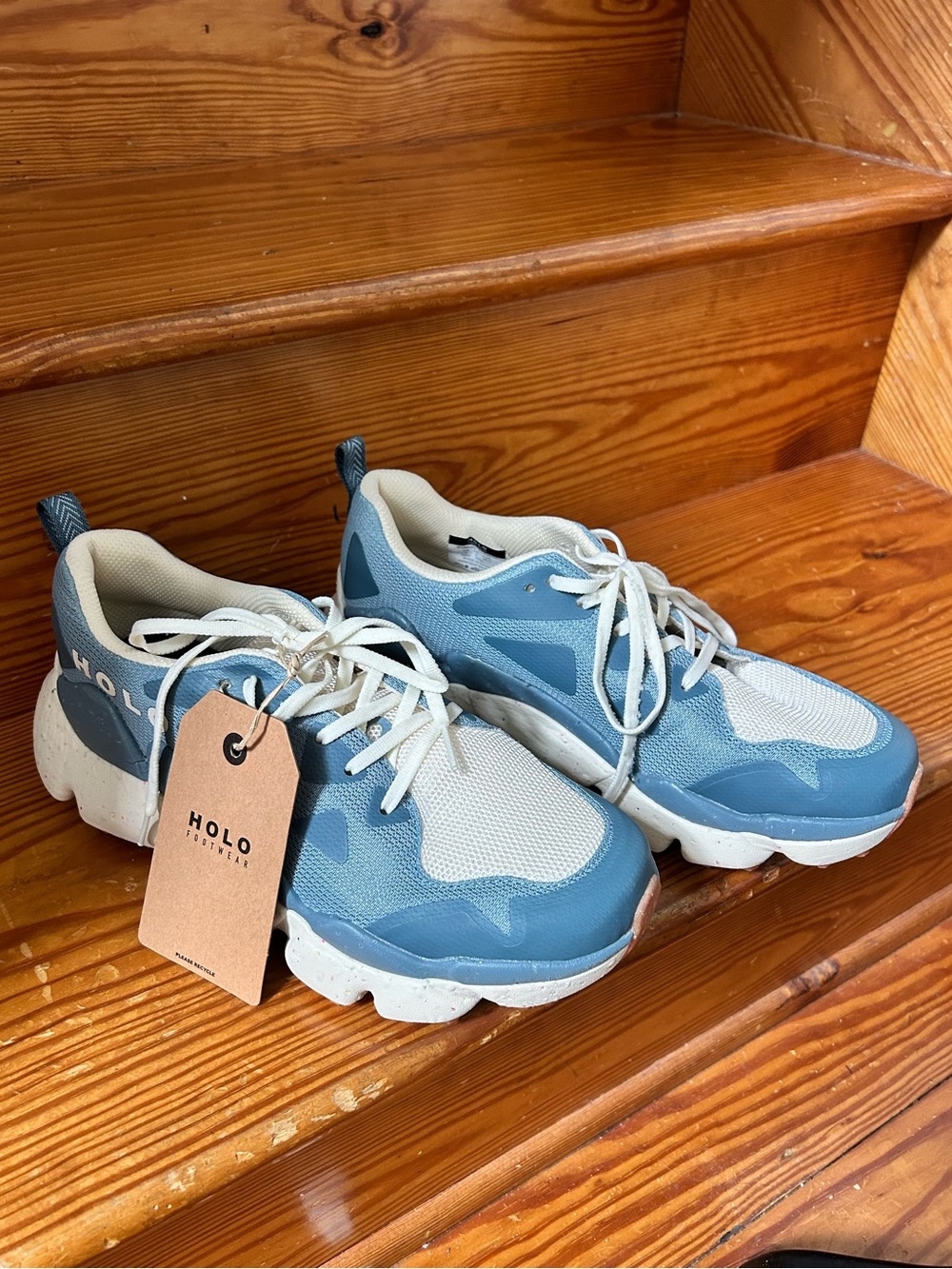 NWT HOLO Chunky Sneakers in Light Blue and White